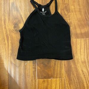 Free People Black Ribbed Halter Crop Top